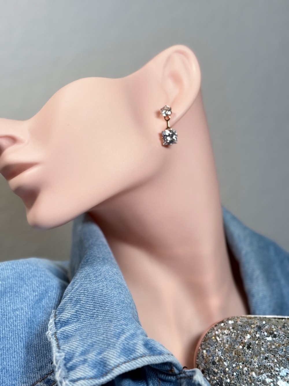 Elegant Gold Drop Earrings with Clear Stones